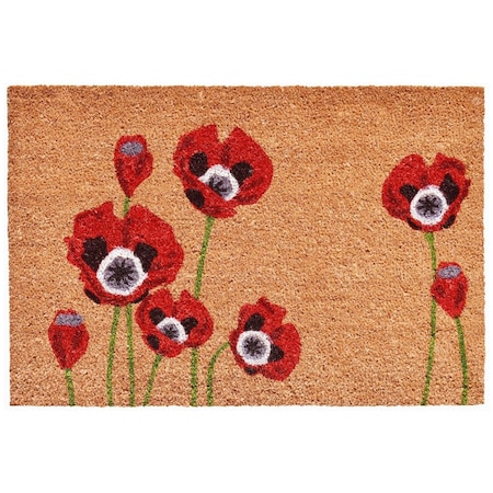 Configuracion 24 x 36 in. Red Poppies Rectangular Doormat Multi Color CO2841987
